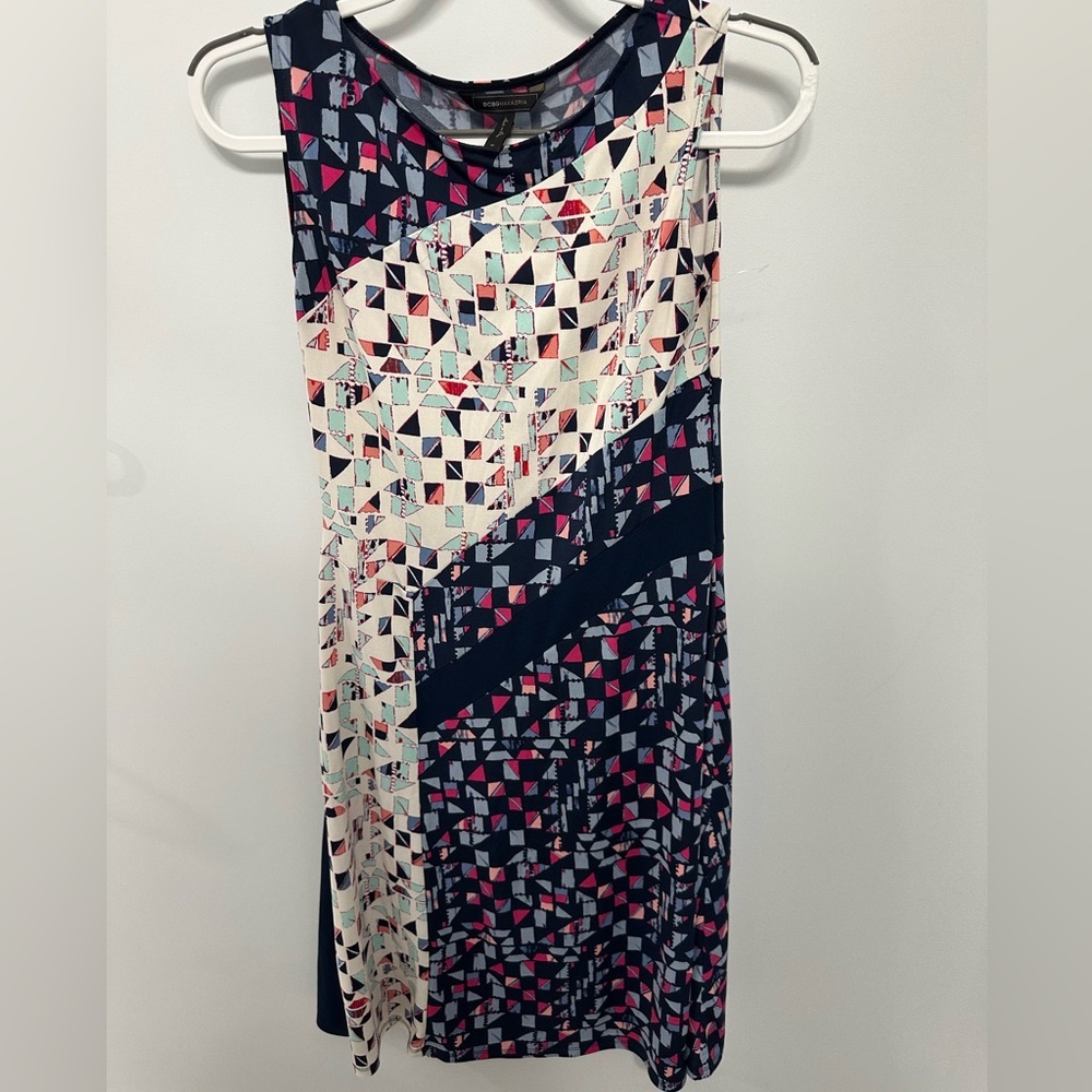 6/$20  BCBGMaxAzria Multicolor Geometric Midi Dress Medium like new